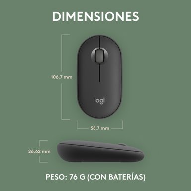 MOUSE INALÁMBRICO LOGITECH PEBBLE 2 M350S BLUETOOTH WIRELESS GRAPHITE - 7