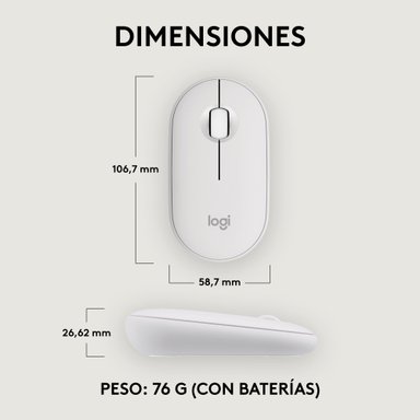 MOUSE INALÁMBRICO LOGITECH PEBBLE 2 M350S BLUETOOTH WIRELESS WHITE - 7