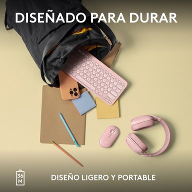 TECLADO LOGITECH PEBBLE 2 K380S BLUETOOTH/WIRELESS SP ROSE - 8