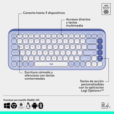 Combo teclado y mouse Logitech POP Icon Lila - 6