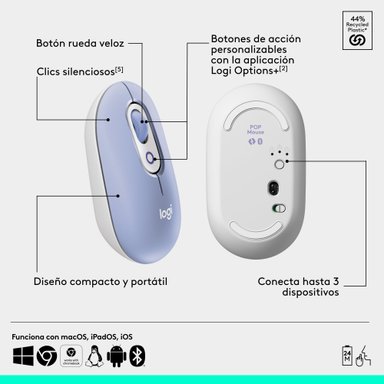 Combo teclado y mouse Logitech POP Icon Lila - 7