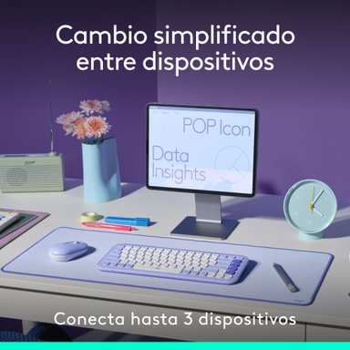 Combo teclado y mouse Logitech POP Icon Lila - 9