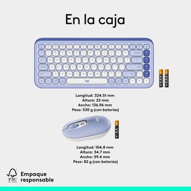 Combo teclado y mouse Logitech POP Icon Lila - 10