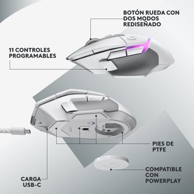 Mouse inalámbrico Logitech G502 X PLUS LIGHTSPEED RGB para juegos Blanco - 5