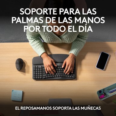 Teclado Ergonómico Inalámbrico Logitech Wave Keys con reposamanos Negro - 4
