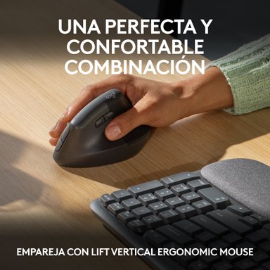 Teclado Ergonómico Inalámbrico Logitech Wave Keys con reposamanos Negro - 7