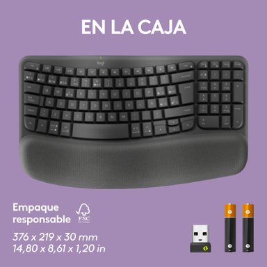 Teclado Ergonómico Inalámbrico Logitech Wave Keys con reposamanos Negro - 9