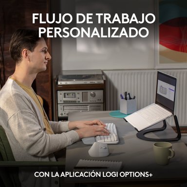 Teclado Ergonómico Inalámbrico Logitech Wave Keys con reposamanos Blanco - 6