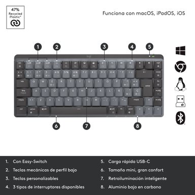 Teclado Inalámbrico Logitech MX Mechanical Mini Negro - 4