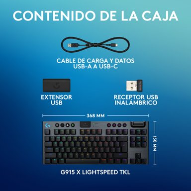 Teclado inalámbrico Logitech G915 X LIGHTSPEED TKL para juegos Negro - 8