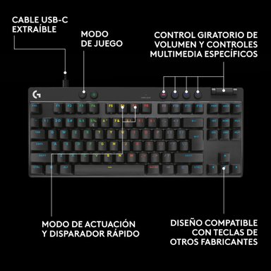 Teclado inalámbrico LOGITECH PRO X TKL RAPID con interruptores analógicos para juegos Negro - 6