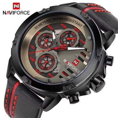 RELOJ NAVIFORCE HOMBRE ANÁLOGO NEGRO NAV-40 ACERO CUERO - 2