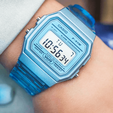 RELOJ CASIO MUJER DIGITAL CELESTE F-91WS-2D - 4