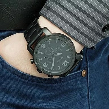 RELOJ FOSSIL HOMBRE ANÁLOGO NEGRO JR1401 ACERO - 4