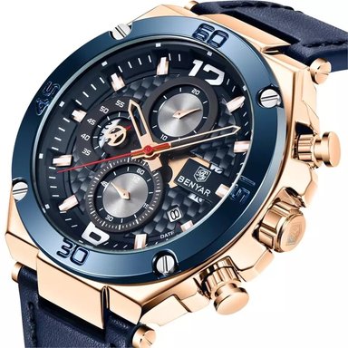 RELOJ BENYAR HOMBRE ANÁLOGO AZUL BEN-2 CUERO - 2