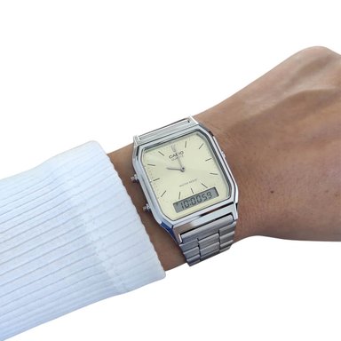 RELOJ CASIO AQ-230A-9AM HOMBRE ACERO PLATEADO - 4