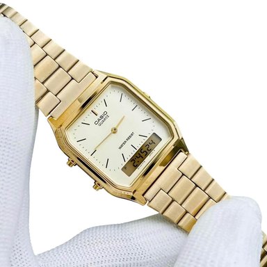 RELOJ CASIO AQ-230GA-9DM HOMBRE ACERO DORADO - 4