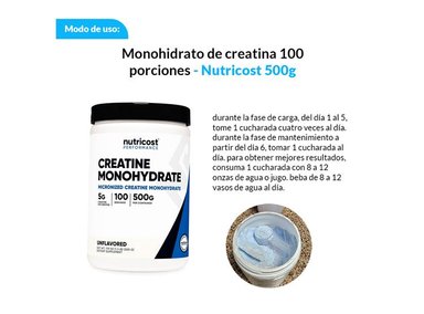 SUPLEMENTO NUTRICOST POLVO MONOHIDRATO DE CREATINA 100 PORCIONES 500G 2 UNIDADES - 2