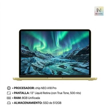 MACBOOK NEO A18 PRO RAM 8GB SSD 512GB PANTALLA 13 TECLADO ESPAÑOL - CITRUS - 1