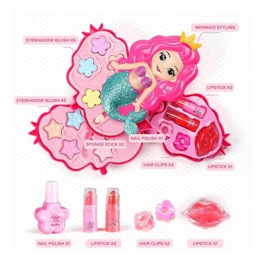 JUGUETE DE MAQUILLAJE REAL SIRENITA PARA NIÑAS KIT DE BELLEZA - 5