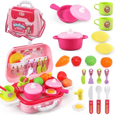 JUGUETE DE COCINA MALETA CON ACCESORIOS 26 PIEZAS PARA NIÑAS - 1