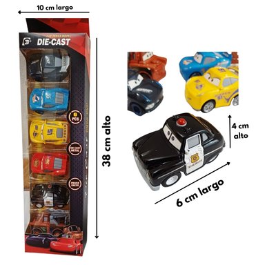 VEHÍCULO PACK 6 CARROS CARS RAYO MCQUEEN METAL JUGUETE NIÑOS - 4