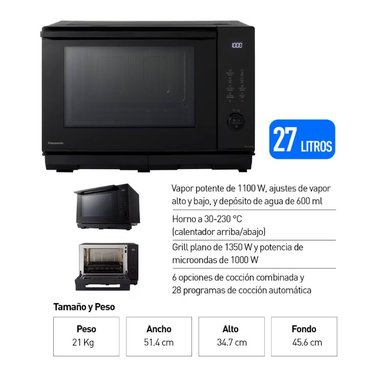 HORNO MULTIFUNCIÓN PANASONIC 4 EN 1 NN-DS59NBRPM 27LT NEGRO - 3