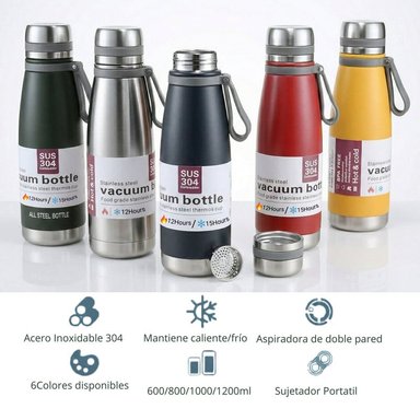 TERMO TOMATODO DE ACERO INOXIDABLE CON FILTRO PARA TÉ DE 1 LITRO COLOR ROJO - 6