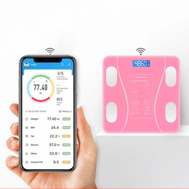BALANZA DIGITAL SMART BLUETOOTH BLZ-BLTH-NGR 180 KG ROSADO - 2