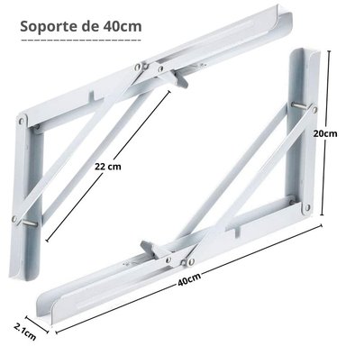 REPISA, SOPORTE, ÁNGULO PLEGABLE PUSH 40CM PACK X2 - 2