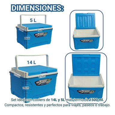 SET COOLERS THERMO WAGON 14, 5 Y 1.5L – IDEAL PARA LA PLAYA AZUL - 3