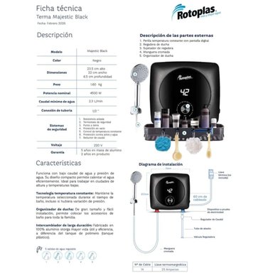 CALENTADOR DE AGUA ROTOPLAS MAJESTIC INSTANTANEO - 5