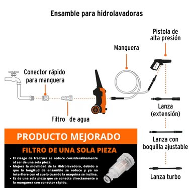 COMBO TRUPER HIDROLAVADORA + MANGUERA 15M CON CAJA HERRAMIENTAS CON RUEDAS - 5