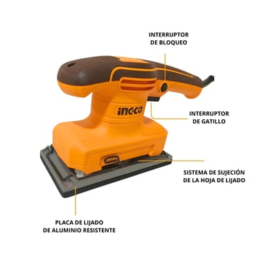LIJADORA ORBITAL 320W + 5 LIJAS INDUSTRIAL INGCO FS3216 - 4