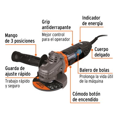 AMOLADORA 850W ERGO PRO + SOPORTE PROFESIONAL 4 ½' TRUPER - 2