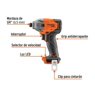 ATORNILLADOR DE IMPACTO 20V +1 BATERIA 4AH+ CARGADOR TRUPER - 5