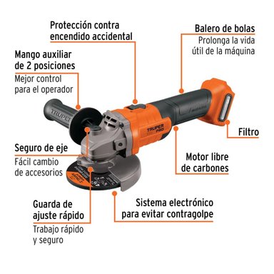 AMOLADORA 4 1/2 20V (SOLO CABEZAL) TRUPER - 4