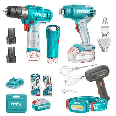 PISTOLA DE CALOR 20V + TALADRO 12V TOTAL - 1