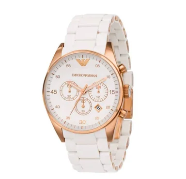 RELOJ EMPORIO ARMANI HOMBRE ANÁLOGO SPORTIVA CORREA SILICONA Y ACERO BLANCO - 4
