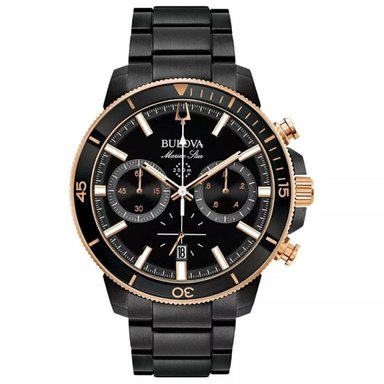 RELOJ BULOVA MARINE STAR BLACK CRONOGRAFO COLES ORO ROSA - 1