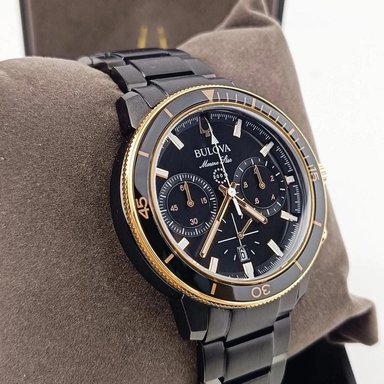 RELOJ BULOVA MARINE STAR BLACK CRONOGRAFO COLES ORO ROSA - 3