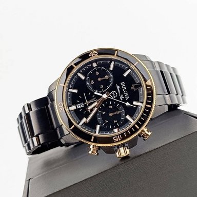 RELOJ BULOVA MARINE STAR BLACK CRONOGRAFO COLES ORO ROSA - 4