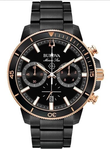 RELOJ BULOVA MARINE STAR BLACK CRONOGRAFO COLES ORO ROSA - 5