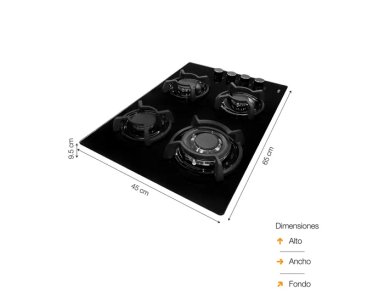 COCINA EMPOTRABLE A GAS GLP/GN SOLE 4 HORNILLAS 65CM VIDRIO TEMPLADO SOLCOO47V3 SOLCO047V3 - 2