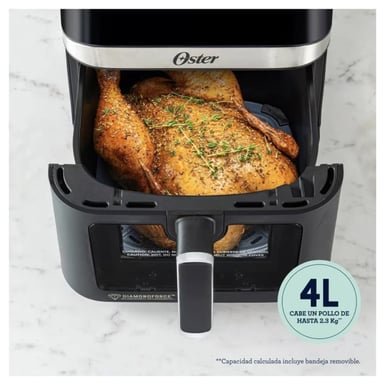 FREIDORA DE AIRE DIGITAL CON RECUBRIMIENTO DIAMONDFORCE 4L CON 10 PROGRAMAS AUTOMÁTICOS OSTER CKSTAF40WDDF NEGRO - 4