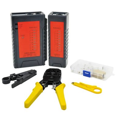 KIT PARA REDES JPSYSTEMS NF-1206 LAN CRIMPEADOR + TESTEADOR + PELACABLE + 15 RJ45 RJ11 - 4