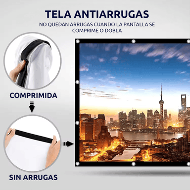 PANTALLA ECRAN TELA PROYECCIÓN 120 PULGADAS 16 9 CAPA NEGRA/BLANCA - 2
