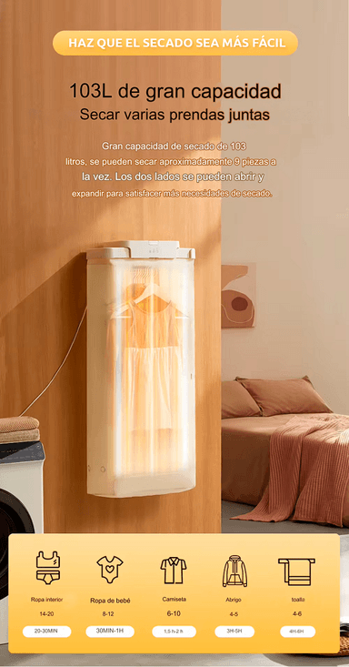 SECADORA JPSYSTEMS H105 ELÉCTRICA PLEGABLE RETRÁCTIL 600W HASTA 9 COLGADORES 103L - 6