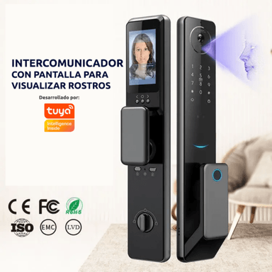 CERRADURA DIGITAL SMART S61 BATERÍA RECONOCIMIENTO FACIAL/HUELLA/TARJETA/LLAVE/APP WIFI - 1