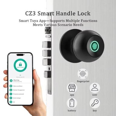 CERRADURA DIGITAL SMART CZ3 BLUETOOTH, HUELLA, LLAVE APP TUYA PARA CUARTOS/HABITACIÓN. - 10
